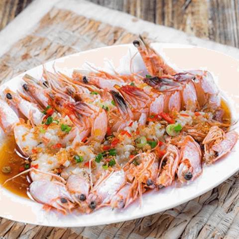 Steamed Butterfly Prawn With Mince Garlic